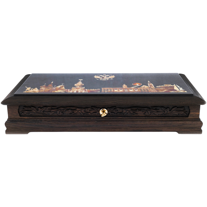A box for weapons made of stained oak and amber "Patriot"