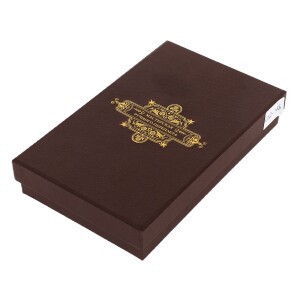 Leather business card holder with gold-plated insert "Faberge Traditions" Zlatoust