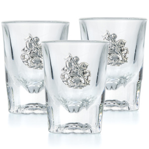 Set of stacks "George the Victorious" with silver overlays, for 3 persons