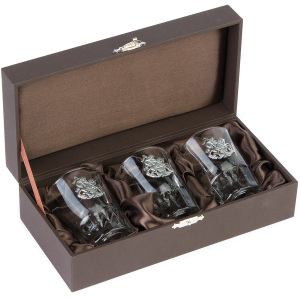 Set of stacks "George the Victorious" with silver overlays, for 3 persons