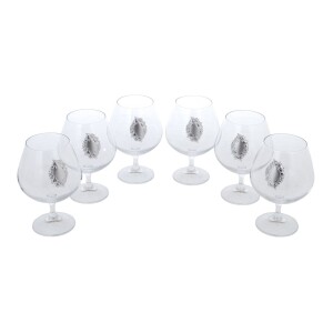 A set of glasses for cognac "Grapes" with silver plating, for 6 people