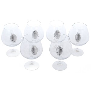 A set of glasses for cognac "Grapes" with silver plating, for 6 people