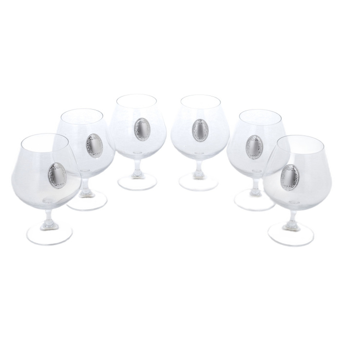A set of glasses for Faberge cognac with silver plating, for 6 people