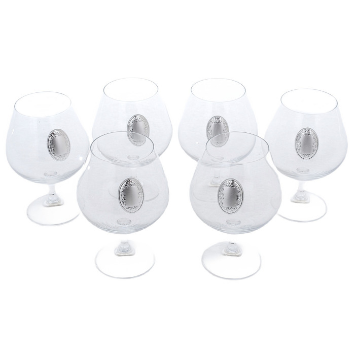 A set of glasses for Faberge cognac with silver plating, for 6 people