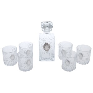 A set of glasses for whiskey "Grapes" with silver plating, for 6 people