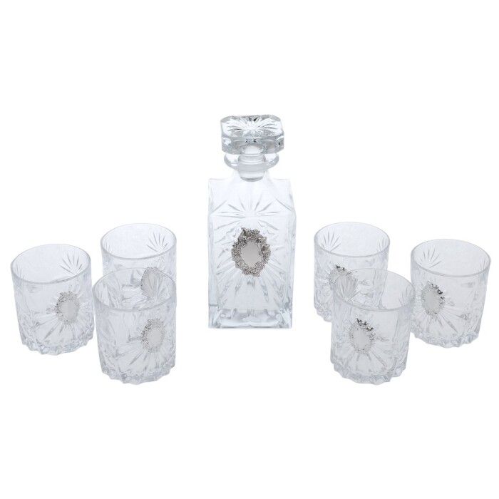 A set of glasses for whiskey "Grapes" with silver plating, for 6 people