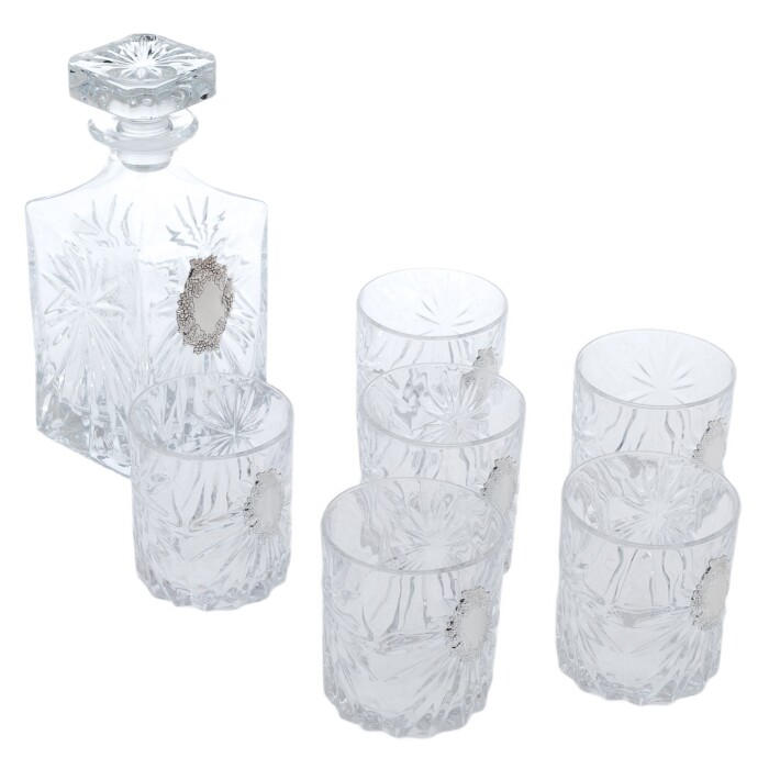 A set of glasses for whiskey "Grapes" with silver plating, for 6 people