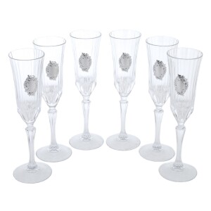 A set of champagne glasses "Grapes" with silver plating, for 6 people