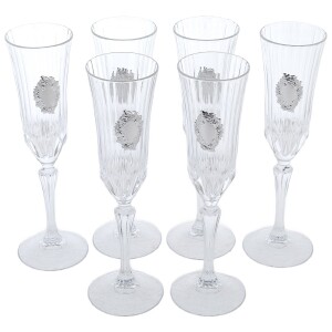 A set of champagne glasses "Grapes" with silver plating, for 6 people