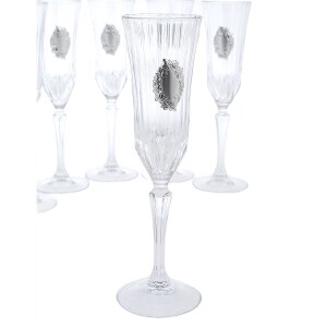 A set of champagne glasses "Grapes" with silver plating, for 6 people