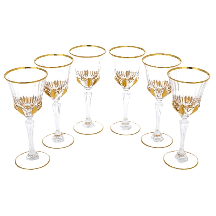 A set of gilded wine glasses for 6 people