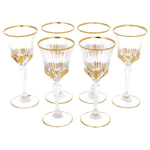A set of gilded wine glasses for 6 people