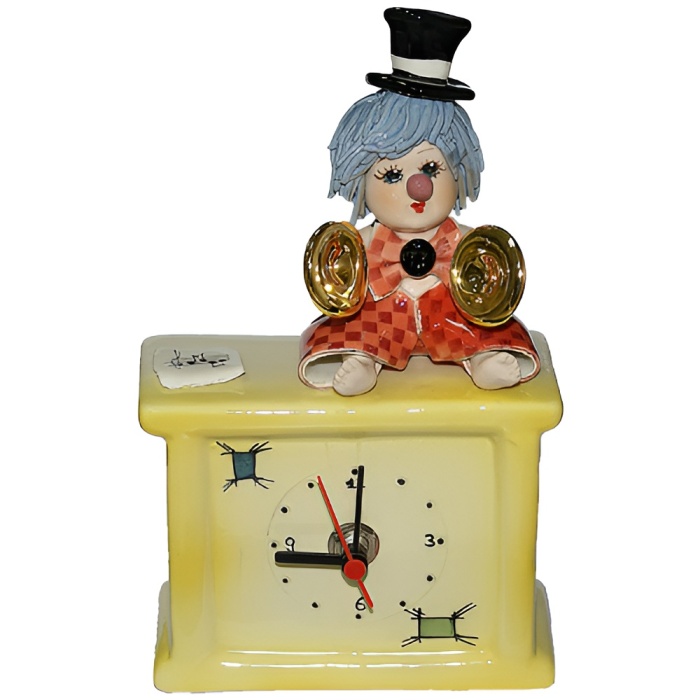 Square clock "Clown with plates"