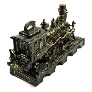 The "Steam Locomotive" damask is black and gold