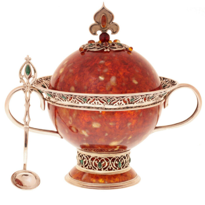Amber sugar bowl "Oriental fairy tale"
