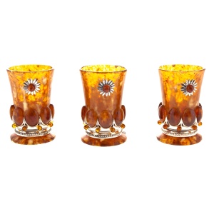 Set of amber vodka glasses "Sunny" for 3 persons
