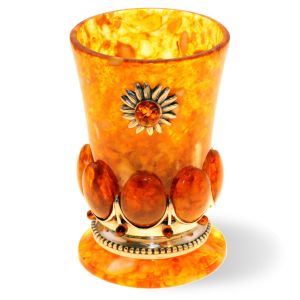 Set of amber vodka glasses "Sunny" for 3 persons