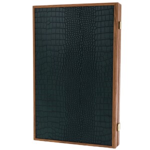 Backgammon made of veneer and crocodile skin "Manopoulos" olive
