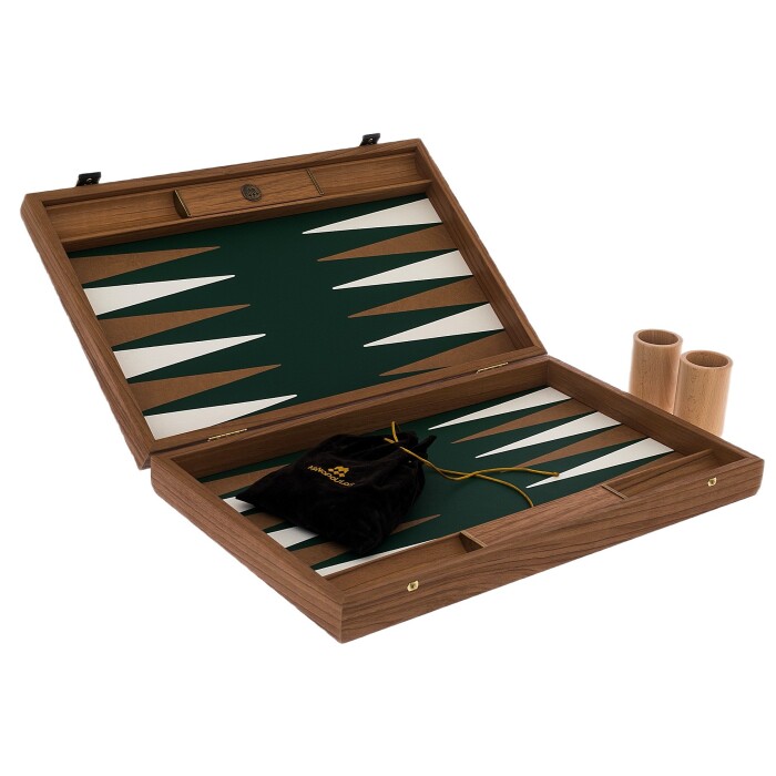 Backgammon made of veneer and crocodile skin "Manopoulos" olive