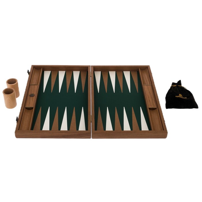 Backgammon made of veneer and crocodile skin "Manopoulos" olive