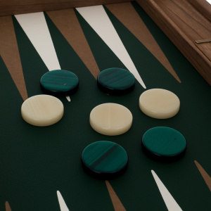 Backgammon made of veneer and crocodile skin "Manopoulos" olive