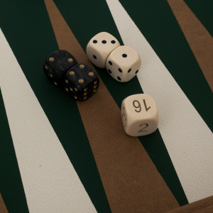 Backgammon made of veneer and crocodile skin "Manopoulos" olive