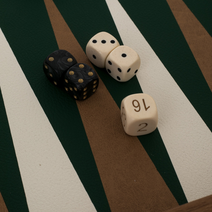 Backgammon made of veneer and crocodile skin "Manopoulos" olive
