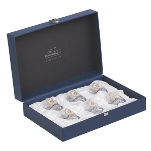 Tocai vodka set with silver plating, for 6 persons
