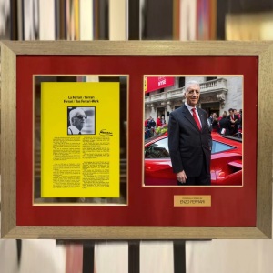 An autographed brochure by designer Enzo Ferrari