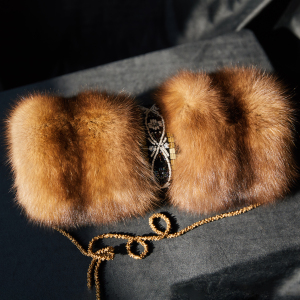 Sable fur muff "Pattern" with embroidery