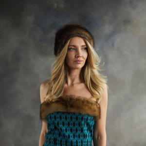 Women's headdress "Boyarka" made of sable fur