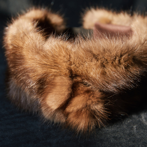 Women's headdress "Boyarka" made of sable fur, with a pompom