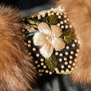 Sable fur clutch "Bouquet" with embroidery