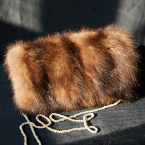 Sable fur clutch, white pendant