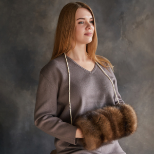 Sable fur clutch, white pendant