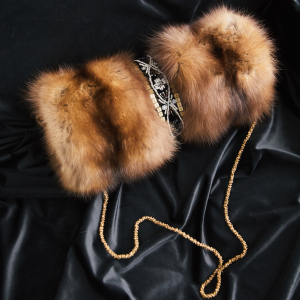 Sable fur muff "Pattern" with embroidery