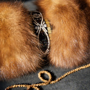 Sable fur muff "Pattern" with embroidery