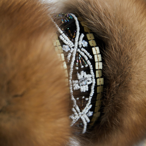 Sable fur muff "Pattern" with embroidery