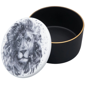 Bone china box "Idyll" with the pattern "Totem. The Lion"