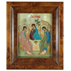 Icon on natural mother-of-pearl "Holy Trinity" in Kyoto