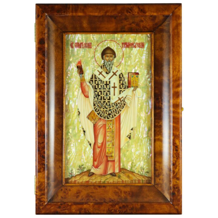 Icon in the "Spyridon of Trimifunt" kiosk on natural mother-of-pearl