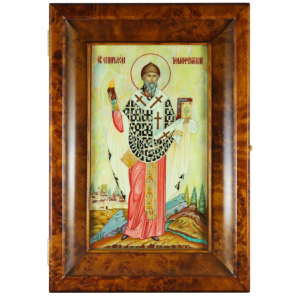 Icon in the "Spyridon of Trimifunt" kiosk on natural mother-of-pearl
