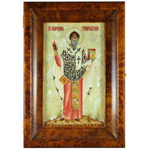 Icon in the "Spyridon of Trimifunt" kiosk on natural mother-of-pearl