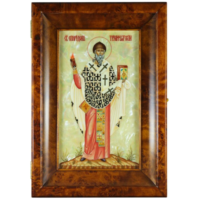Icon in the "Spyridon of Trimifunt" kiosk on natural mother-of-pearl