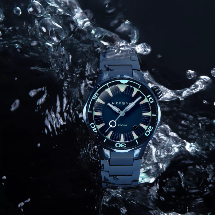 Automatic wristwatch Lincor "Medusa Cold" blue