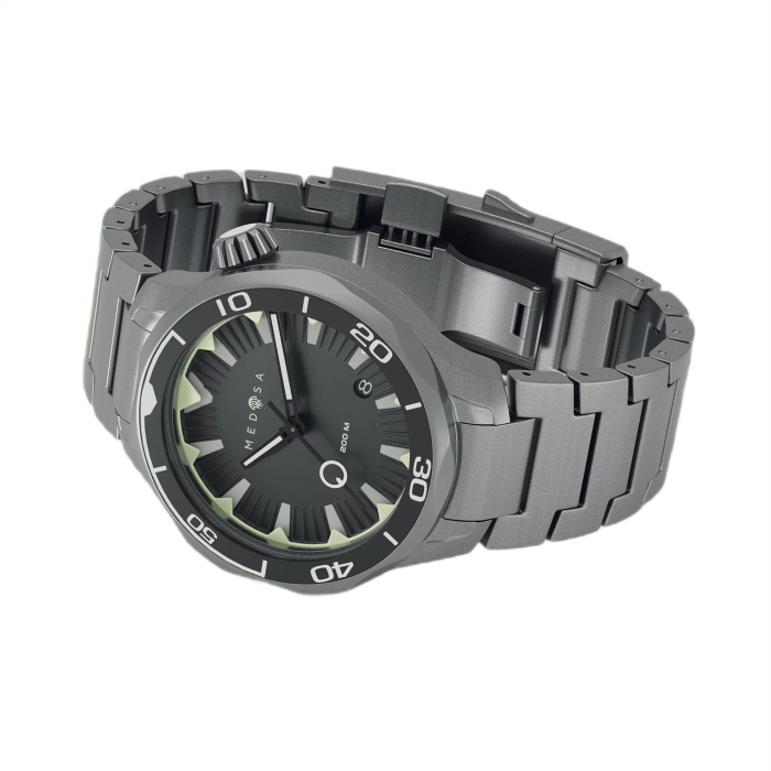 Lincor "Medusa Ashy" Self-winding Black Wristwatch with Ash Strap