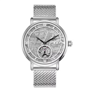 Automatic mechanical wristwatch "Meteorite" silver