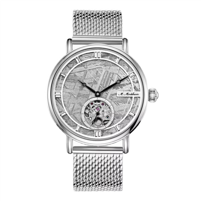 Automatic mechanical wristwatch "Meteorite" silver