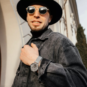 Automatic mechanical wristwatch "Meteorite" silver