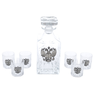 Vodka set: decanter and stacks, for 6 people
